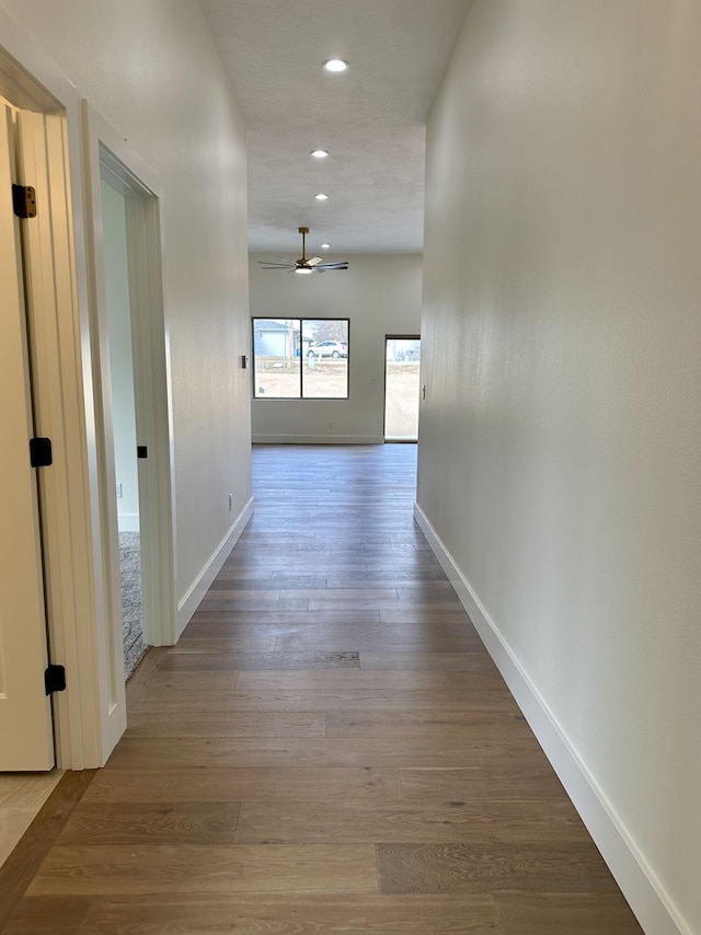 hallway with wood-type flooring