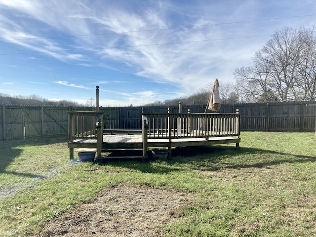 view of yard with a deck