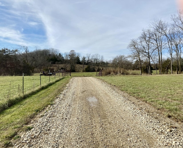 view of road featuring a rural view