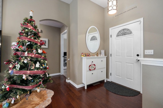 entryway featuring dark wood-type flooring