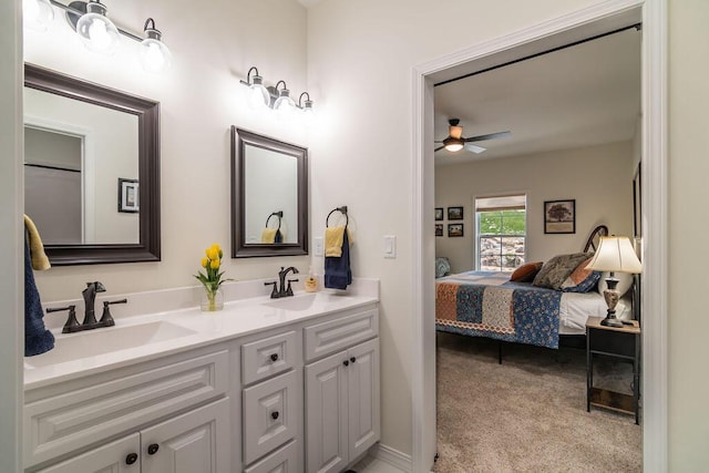 bathroom with vanity and ceiling fan