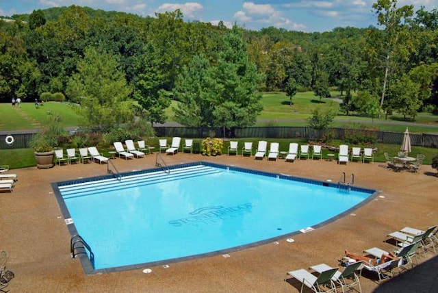 view of pool featuring a patio area