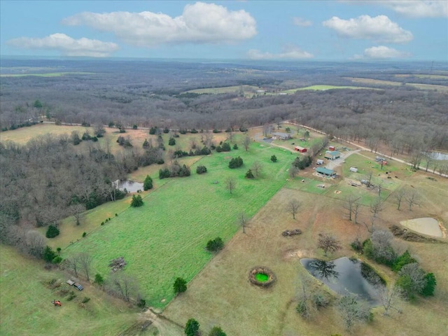 bird's eye view with a rural view and a water view