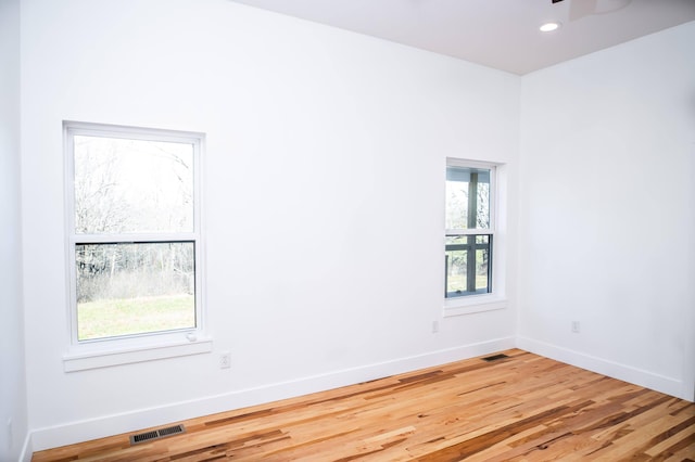 empty room with a healthy amount of sunlight and wood-type flooring