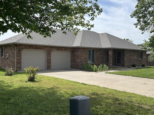 1660 S Meadow Ln, Bolivar, MO 65613 - ranch-style home featuring a garage, brick siding, roof with shingles, and driveway