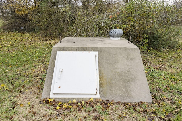 view of storm shelter