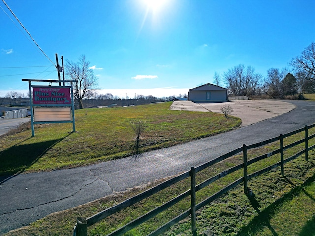 view of street featuring a rural view