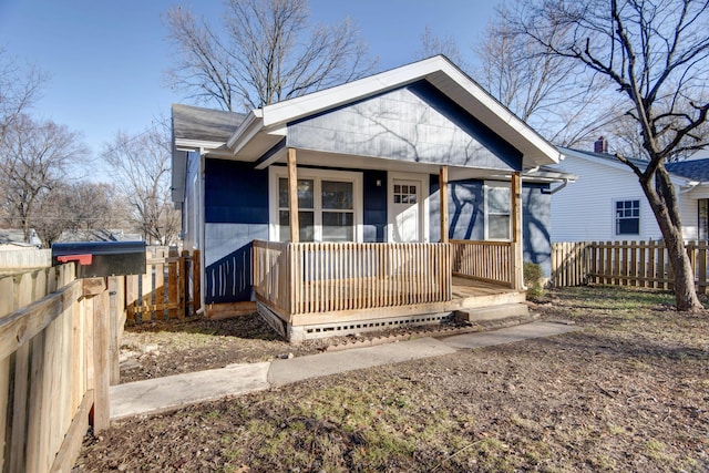 view of front facade featuring covered porch