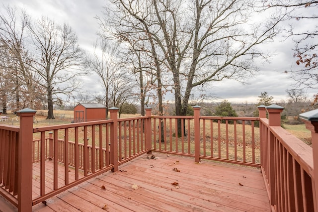 wooden terrace with a storage unit