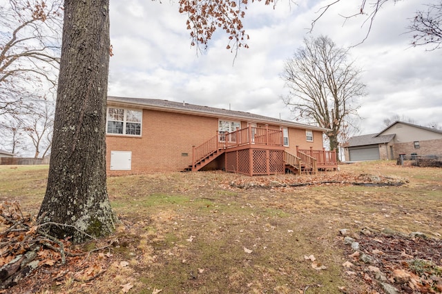 1204 Lake Road Dr, Cassville, MO 65625 - back of house with brick siding, stairs, and a deck