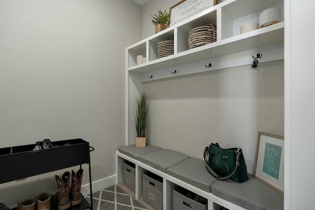 mudroom with carpet flooring