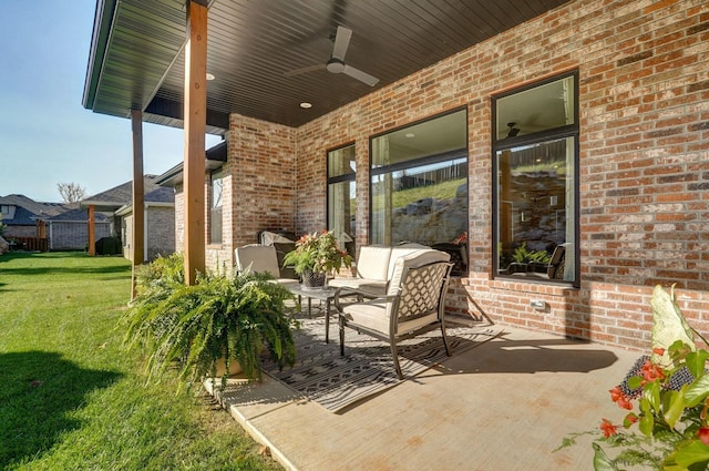 view of patio / terrace with ceiling fan