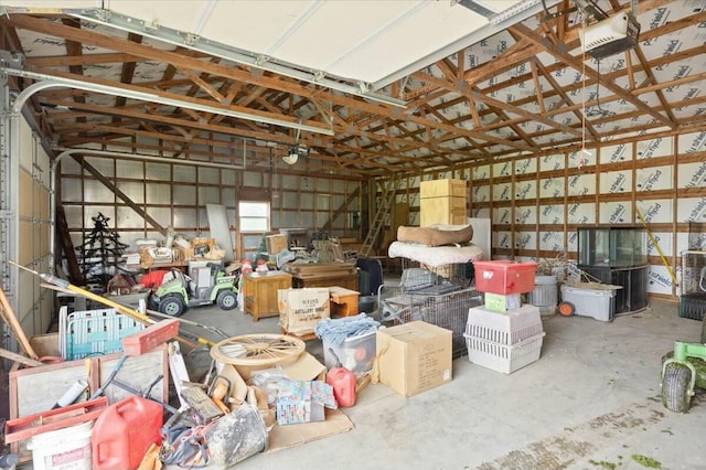 garage with a garage door opener