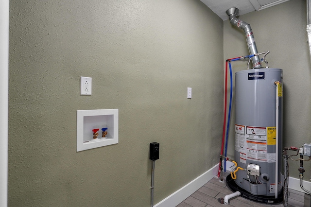 utility room with water heater