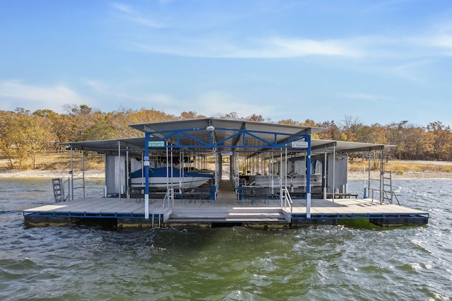 view of dock featuring a water view