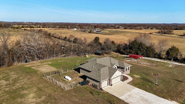 bird's eye view featuring a rural view