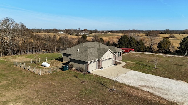 bird's eye view with a rural view