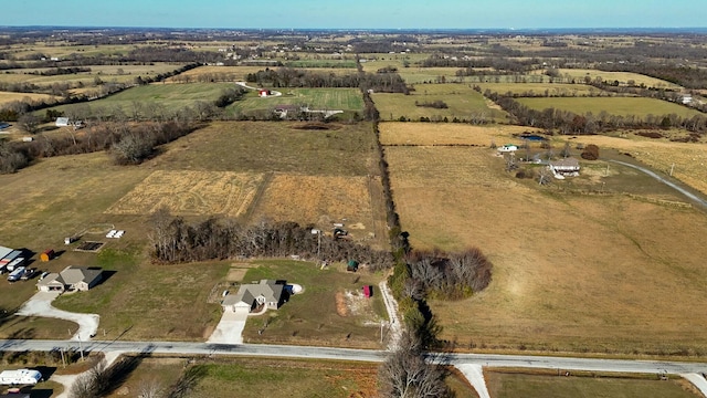 drone / aerial view with a rural view