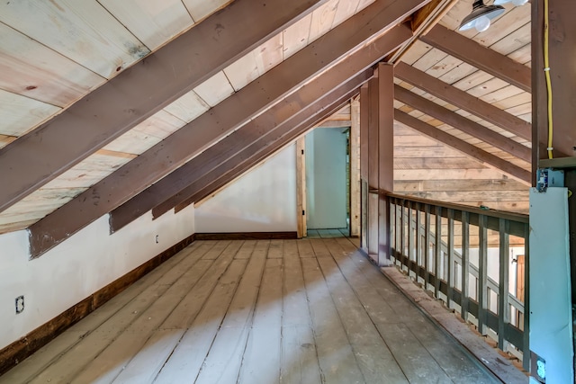 view of unfinished attic