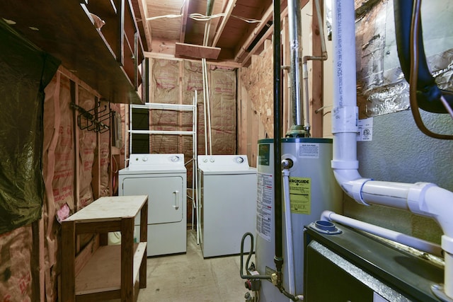 interior space featuring washer and dryer and gas water heater