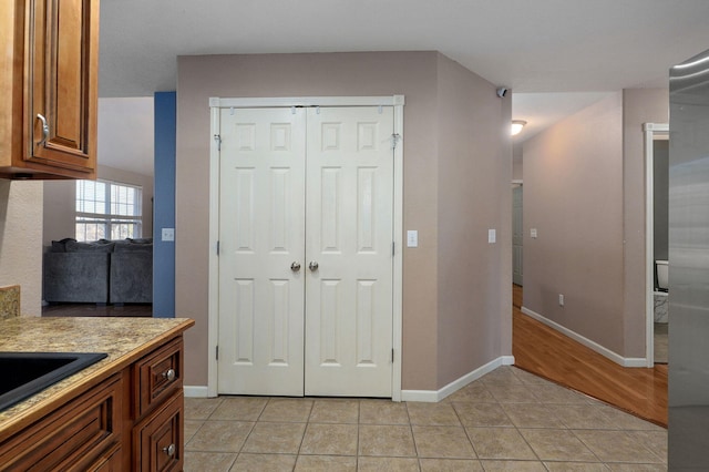 kitchen with light hardwood / wood-style floors