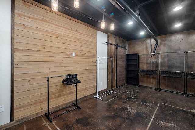 interior space with wood walls