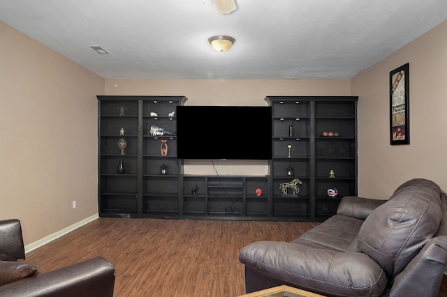 living room featuring dark hardwood / wood-style floors