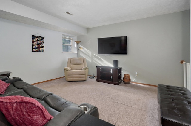 living room featuring carpet floors