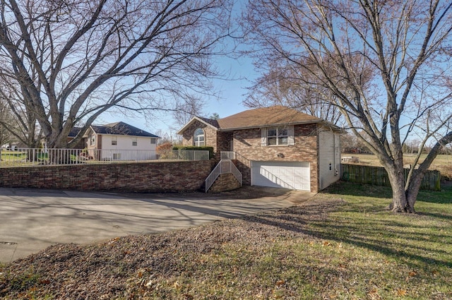 exterior space with a garage