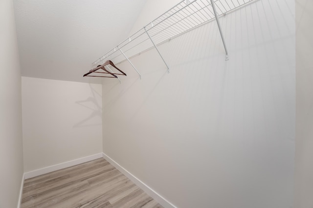 spacious closet featuring light wood-style flooring