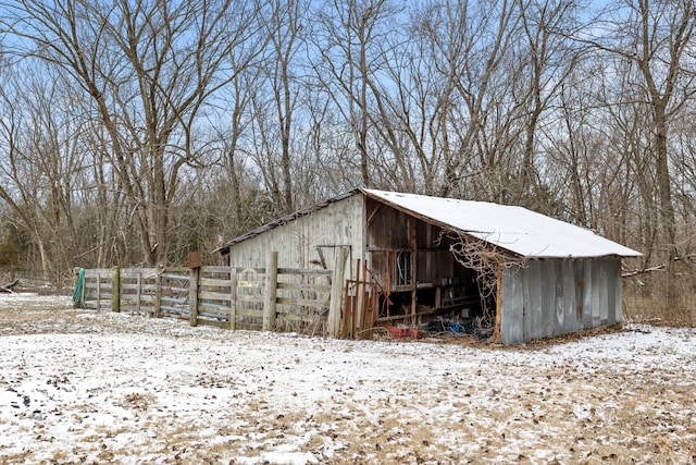 view of snow covered structure