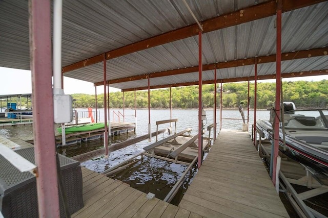 view of dock featuring a water view