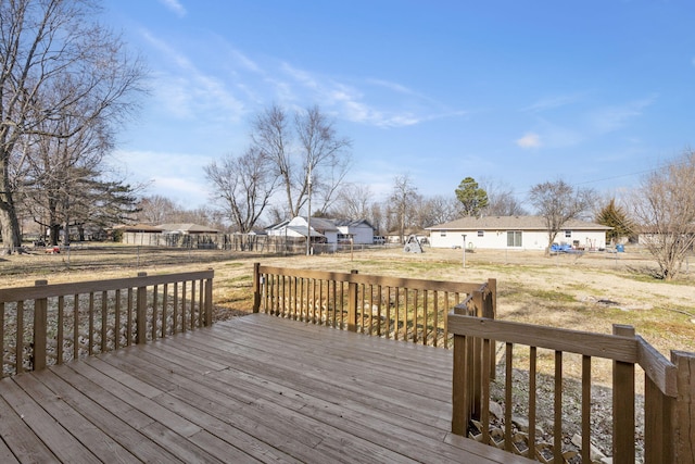 deck featuring a yard