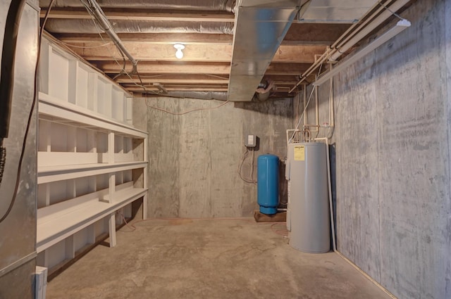 basement with electric water heater