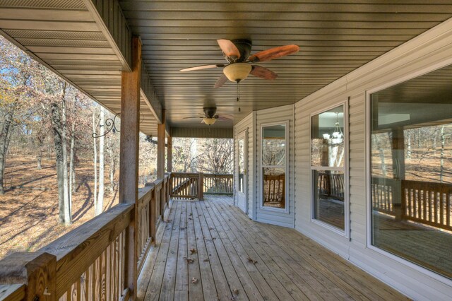 wooden terrace with ceiling fan