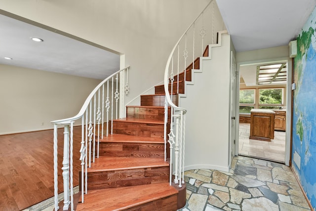 3011 E Lamonta Dr, Springfield, MO 65804 - staircase featuring recessed lighting and baseboards