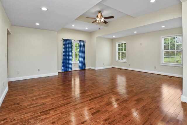 3011 E Lamonta Dr, Springfield, MO 65804 - spare room with plenty of natural light, wood finished floors, a ceiling fan, and recessed lighting