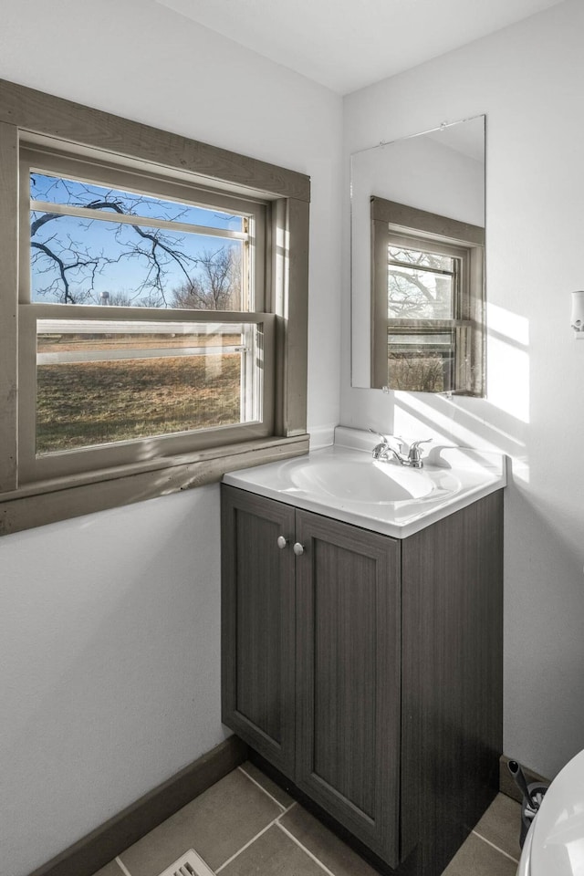 bathroom featuring tile patterned floors and vanity