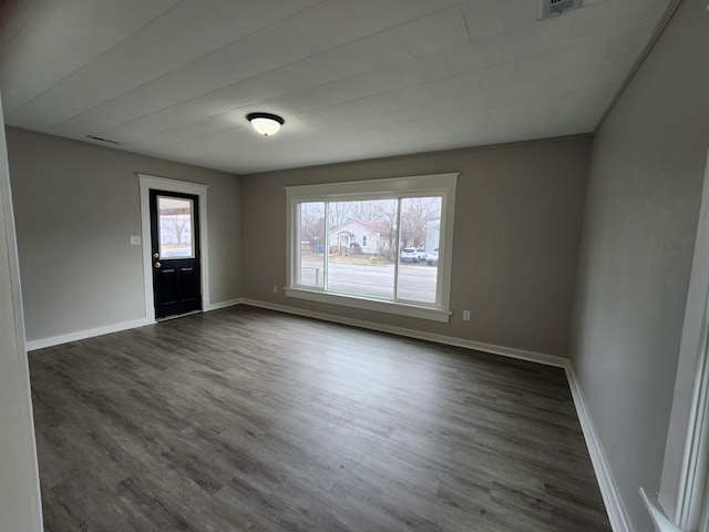 empty room with dark wood-type flooring