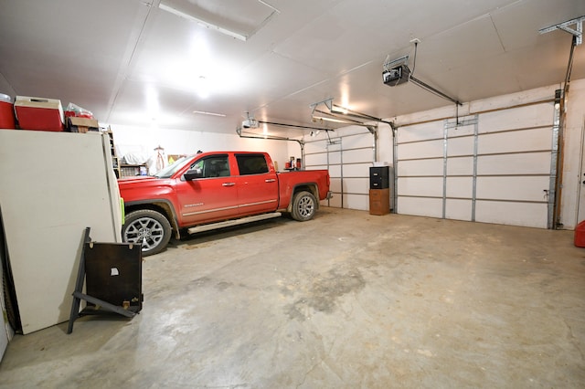 garage with a garage door opener