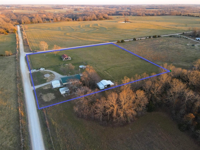 bird's eye view with a rural view