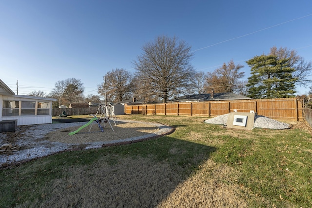 view of yard with a playground