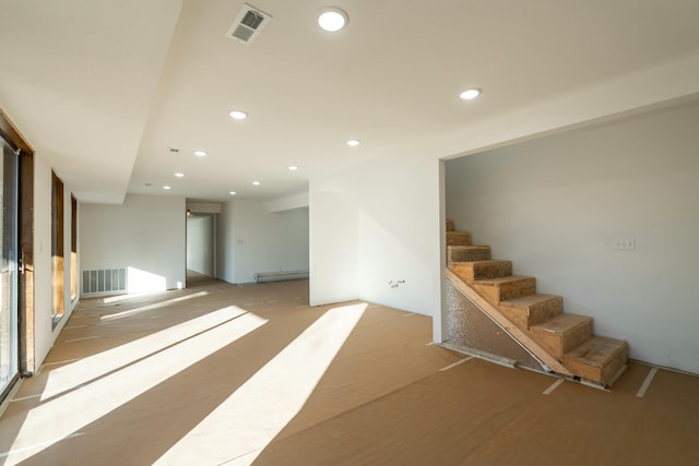 basement with a baseboard radiator