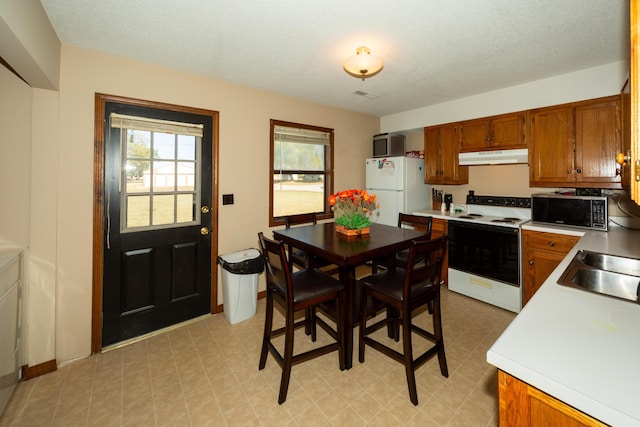 kitchen featuring white appliances and sink