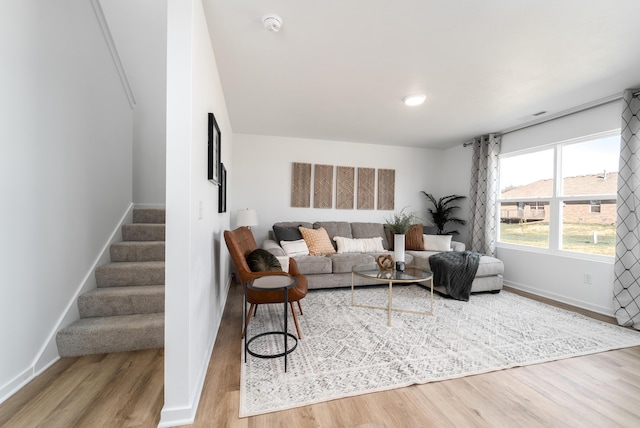 living room with wood-type flooring