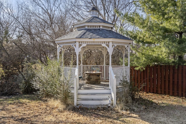 wooden deck with a gazebo