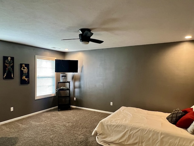 bedroom with carpet flooring and ceiling fan