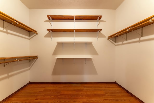 walk in closet featuring light hardwood / wood-style flooring