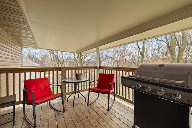 wooden terrace with grilling area