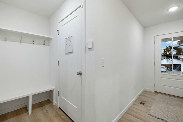 mudroom with light wood-type flooring